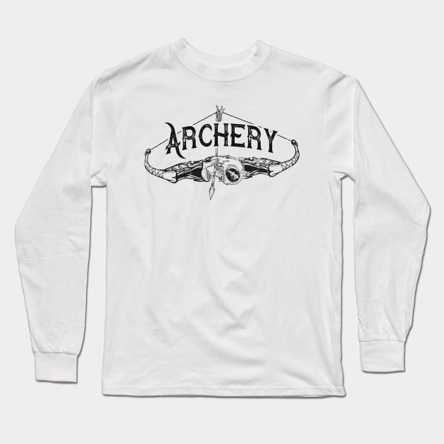 Tattoo Art Bow Archery Long Sleeve T-Shirt by Foxxy Merch